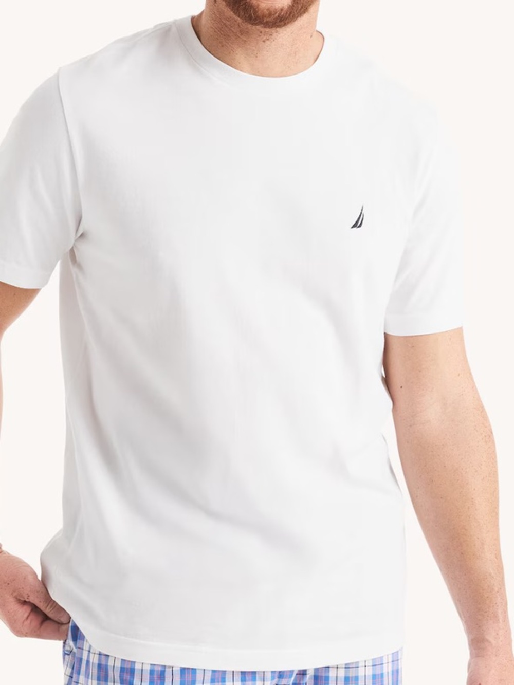 Nautica White Short Sleeve Crewneck Tee with Embroidered Sail Logo